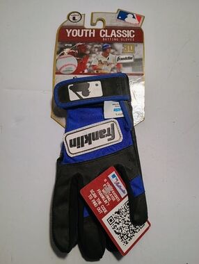 Franklin Youth Baseball Batting Gloves - Blue & Black Size Large